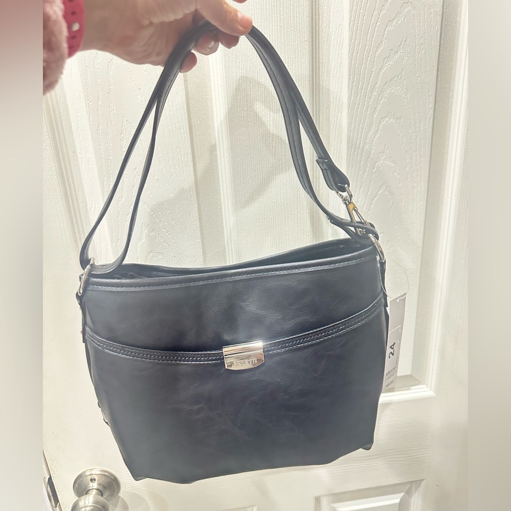Rosetti Black Shoulder Bag with Silver Accent